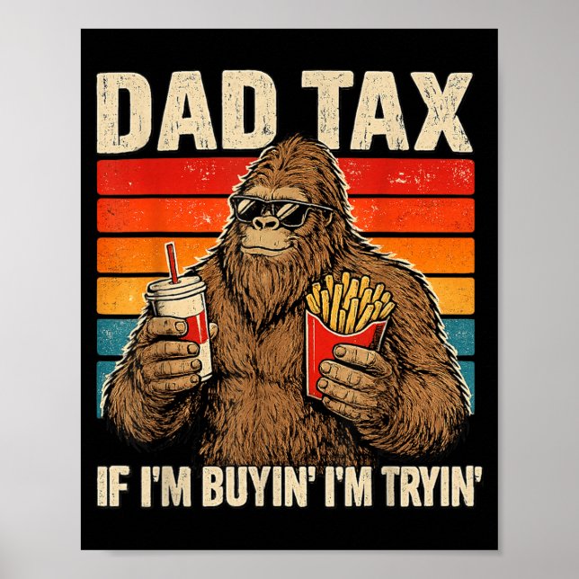 Poster Imposto do Pai Retro Se Comprando Tentando Dia dos (Frente)