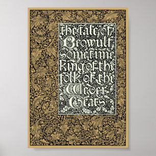 Poster Imprensa William Morris Beowulf de Kelmscott do
