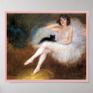 Pôster Impressão: Ballerina e Gato Negro
