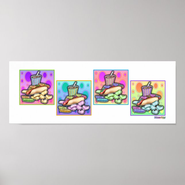 Poster, Impressão - Cachorro Quente de Arte Pop co (Frente)