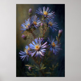 Poster Impressão de Arte com Flor Azul