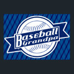 Poster Impressão de baseball<br><div class="desc">Design do estilo retroativo 'Avô Baseball', com beisebol dentro de uma borda de banner azul de 2 tons. Itens podem ser personalizados com seu próprio texto. Basta clicar no botão 'PERSONALIZAR TI' na imagem e usar as ferramentas no menu direito para alterar cores, adicionar texto etc. Excelente para t-shirts de...</div>