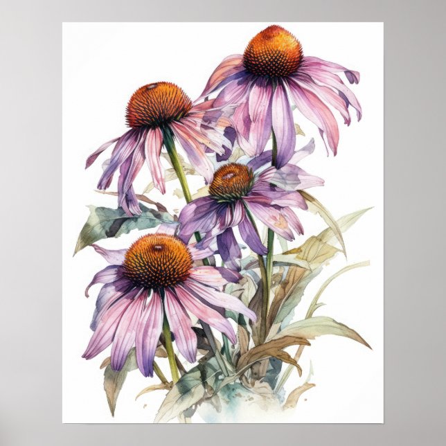 Poster Impressão de de Flor de Flor Rosa (Frente)