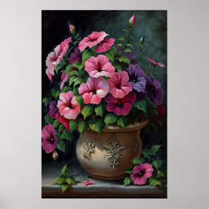 Poster Impressão de de Flor de Petunias Rosa