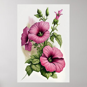 Poster Impressão de de Flor de Petunias Rosa