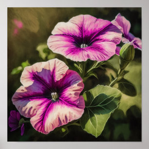 Poster Impressão de de Flor de Petunias Rosa