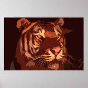 Poster Impressão do Tigre de Luz Negra