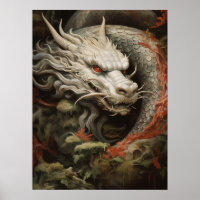 Impressão/ Ilustração do Dragão Oriental Silver