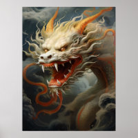 Impressão/ Ilustração Majestosa do Dragão Oriental