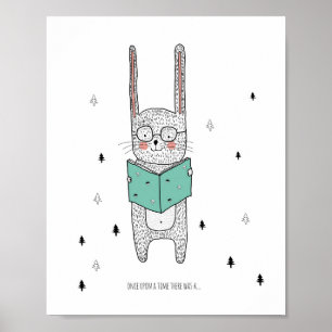 Poster Impressão, Leia Uma História, Ilustração De Coelho