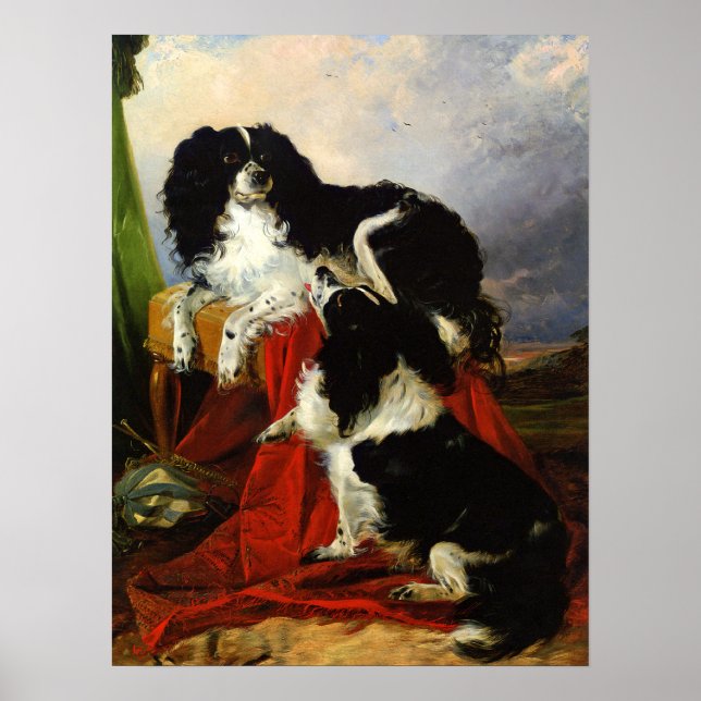 Poster Impressão: Rei Charles Spaniels - Richard Ansdell (Frente)