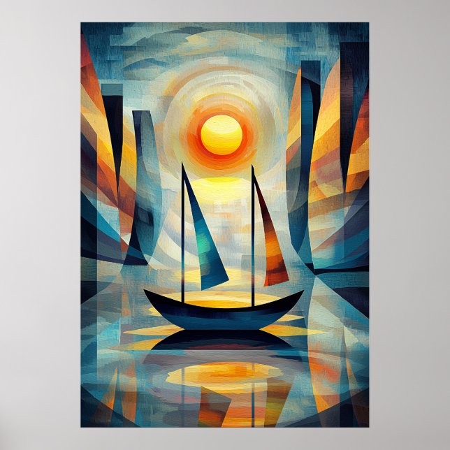 Poster Impression Sunrise - Obra-prima cubista inspirada (Frente)