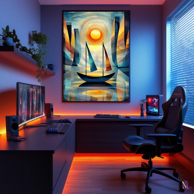 Poster Impression Sunrise - Obra-prima cubista inspirada (Criador carregado)