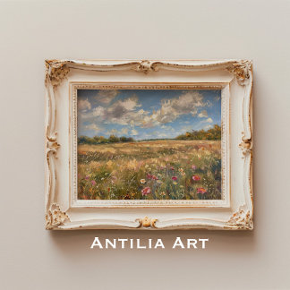Poster Impressionismo da Paisagem de Prados de Flores Sel
