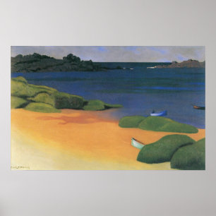 Poster Impressionismo do vintage, baía de Tregastel por