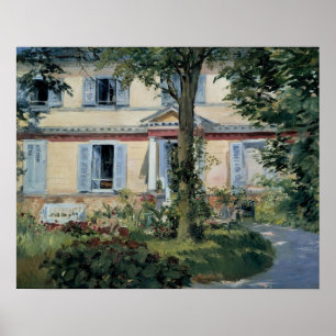 Pôster Impressionismo do vintage, casa em Rueil por Manet