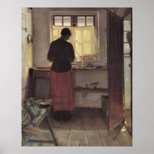Poster Impressionismo do vintage, Pigen mim Køkkenet,