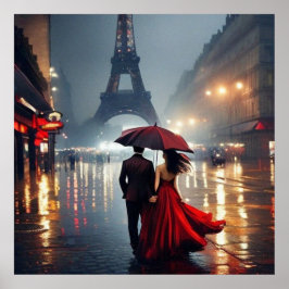 Poster Impressionismo França Torre Eiffel e Casal