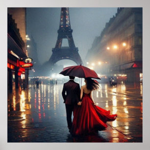 Poster Impressionismo França Torre Eiffel e Casal