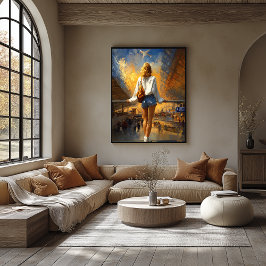 Poster Impressionist Travel Landscape – Golden Departure