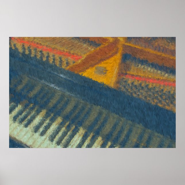 Poster Impressionista de teclado e pinos 3 (Frente)