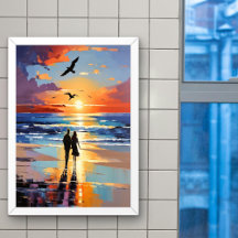 Impressionista do Sunset Stroll Cena Romântica de