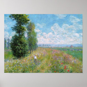 Poster Impressionista Francês Meadow com Poplars Monet