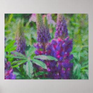 Pôster Impressionista Lupine Trio Pintura Fotográfica em