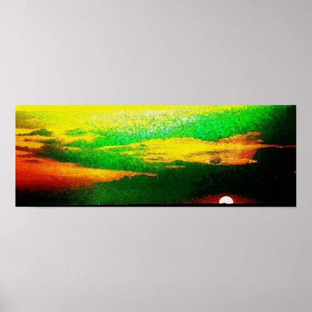 Poster Impressionista Sunset da Tela do Mar (Frente)