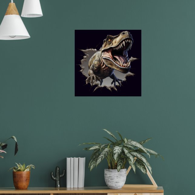 Pôster Impresso de Dinossauro T-Rex Assustador Sai (Sala de Estar 1)