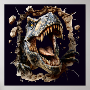 Pôster Impresso de Dinossauro T-Rex de Parede Assu