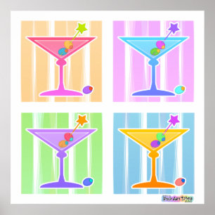 Poster, Impressões - Retro Pop Art Martinis