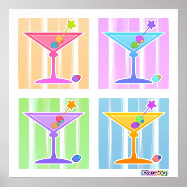 Poster, Impressões - Retro Pop Art Martinis (Frente)