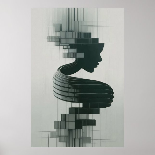 Poster Imprima um retrato abstrato moderno que combina o  (Frente)