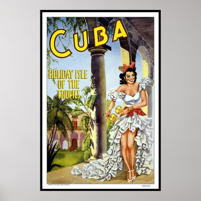 Pôster Imprimir Imagem Retro Vintage Viagem Cuba (Frente)