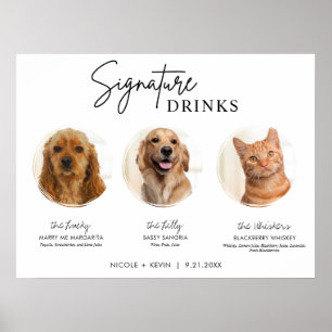 Poster Imprimível 3 Pets Signature Drinks Sinal Bar de Ca