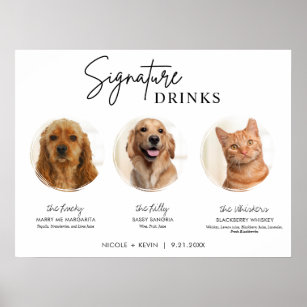Poster Imprimível 3 Pets Signature Drinks Sinal Bar de Ca