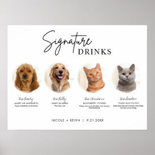 Poster Imprimível Assinatura De 4 Pets Bebem Sinal De Bar
