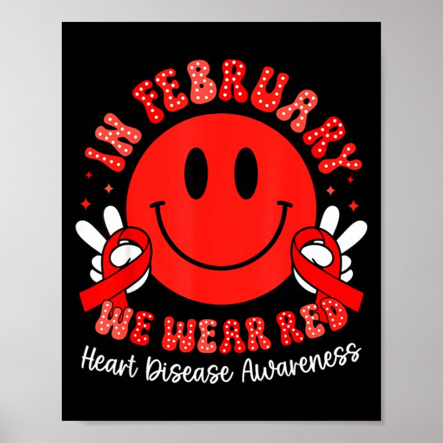 Poster In February We Wear Red Chd Awareness Heart Diseas (Frente)