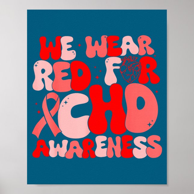 Poster In February We Wear Red Chd Awareness Heart Diseas (Frente)