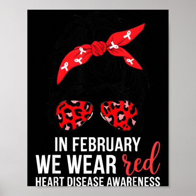 Poster In February We Wear Red Chd Heart Disease Awarenes (Frente)