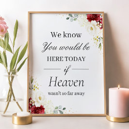 Poster In Love Memory Sign Red White Floral
