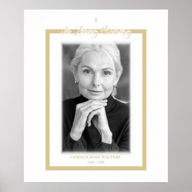 Poster In Loving Memory B&W Golden Photo Service Dear (Frente)