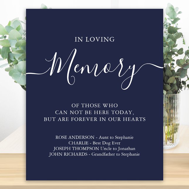 Poster In Loving Memory Wedding Memorial Navy Blue (Criador carregado)