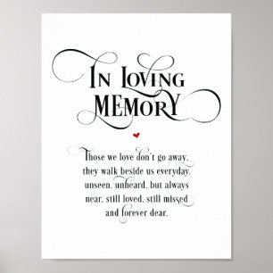 Poster In loving memory Wedding Memorial Table Sign v3