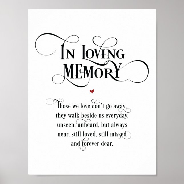 Poster In loving memory Wedding Memorial Table Sign v3 (Frente)