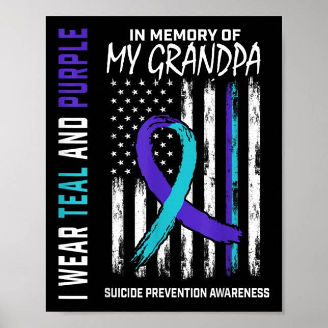 Poster In Memory Grandpa Suicide Awareness Prevention Ame (Frente)