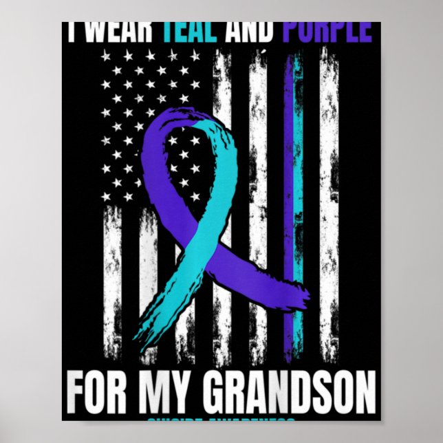 Poster In Memory Of My Grandson Suicide Awareness Flag Ck (Frente)