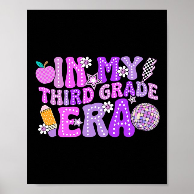 Poster In My 3rd Third Grade Era Cute Teacher Kid Back To (Frente)