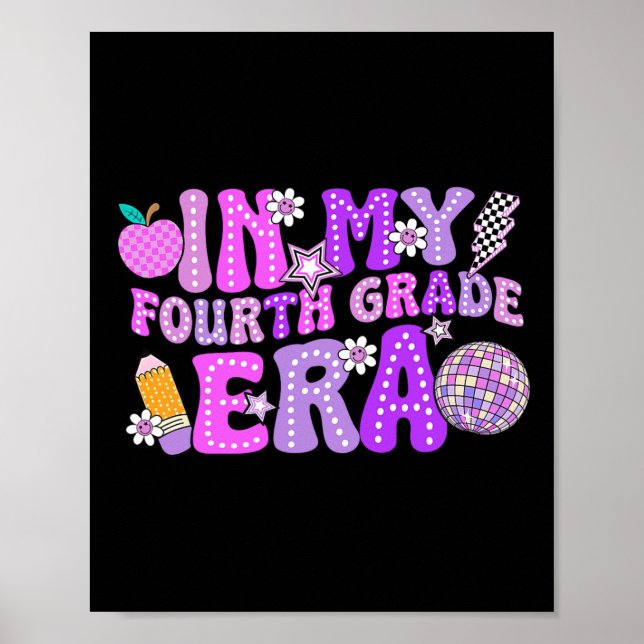 Poster In My 4th Fourth Grade Era Cute Teacher Kid Back T (Frente)
